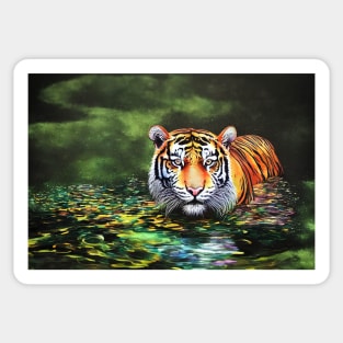 Tiger In The Water Sticker